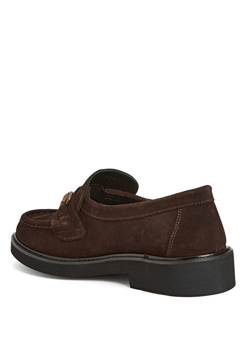 Acı Kahve Tokalı Kadın Deri Loafer - Görsel 4