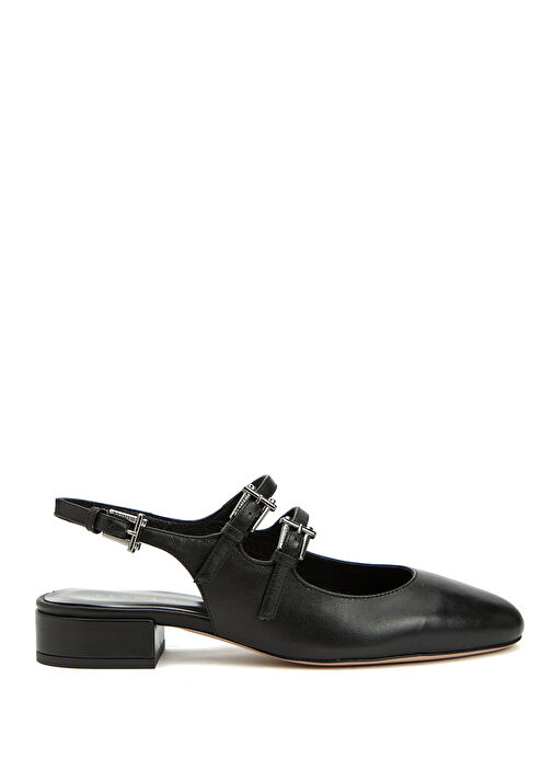 Siyah Logo Tokalı Deri Babet - Görsel 2