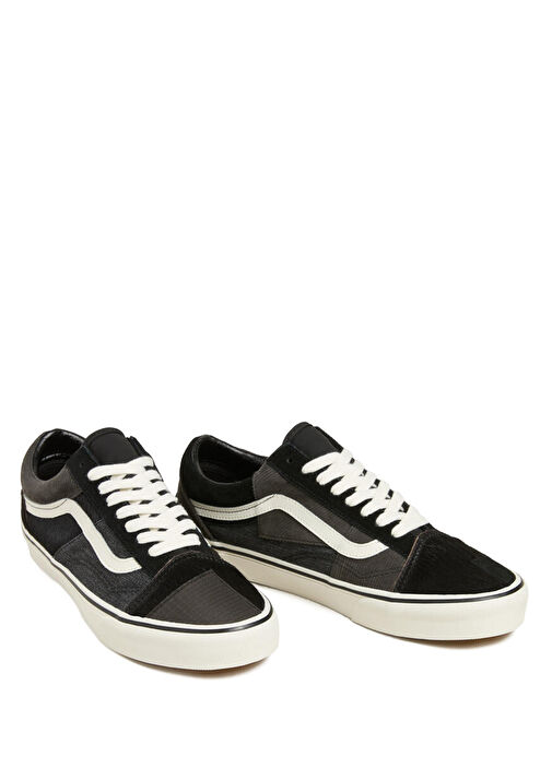 Old Skool Patchwork Siyah Kadın Deri Sneaker - Görsel 3