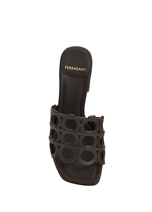 Koyu Kahve Topuklu Deri Terlik - Görsel 5