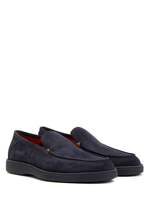 Lacivert Dikiş Detaylı Erkek Süet Loafer - Görsel 3