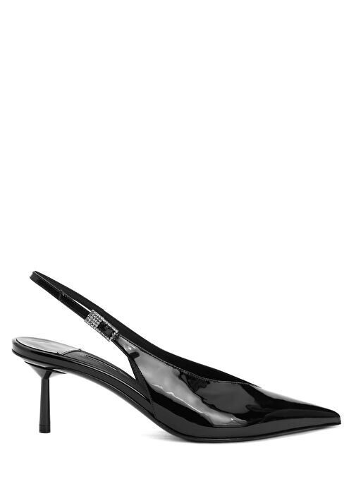 Siyah Deri Topuklu Ayakkabı - Görsel 2