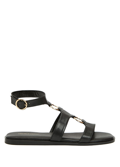 Siyah Kadın Deri Sandalet - Görsel 2