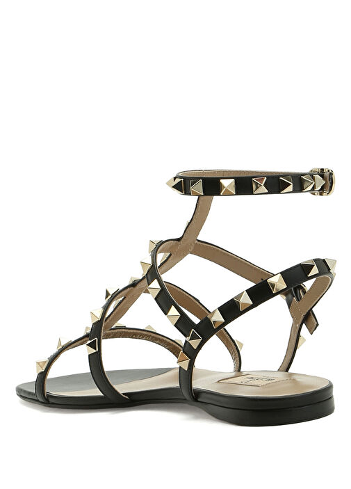 Rockstud Siyah Kadın Deri Sandalet - Görsel 4