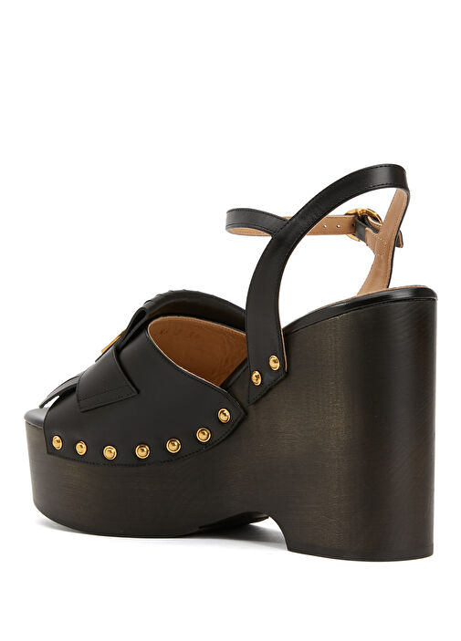 Siyah Kadın Deri Sandalet - Görsel 4