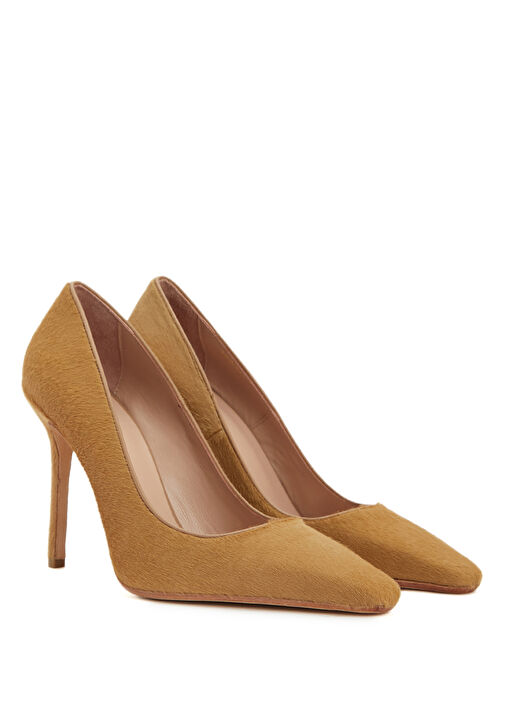 Camel Tay Tüyü Topuklu Ayakkabı - Görsel 3