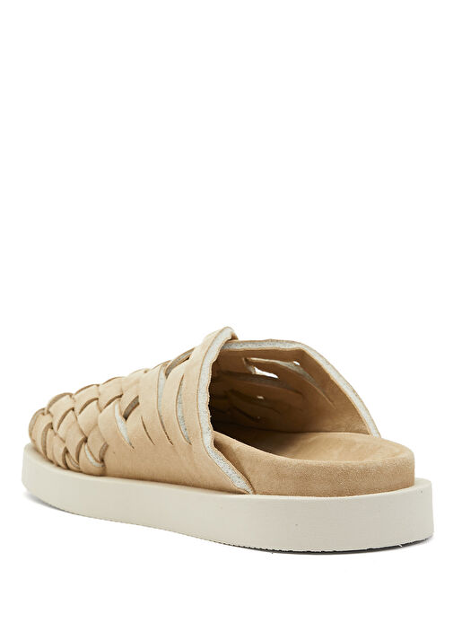 Taupe Örgü Dokulu Erkek Deri Terlik - Görsel 4