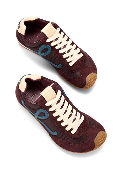 Ballet Runner Mavi Bordo Kadın Deri Sneaker - Görsel 4