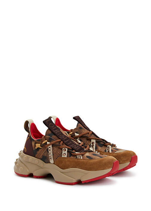 Trailnrun Leopar Desenli Kadın Deri Sneaker - Görsel 3