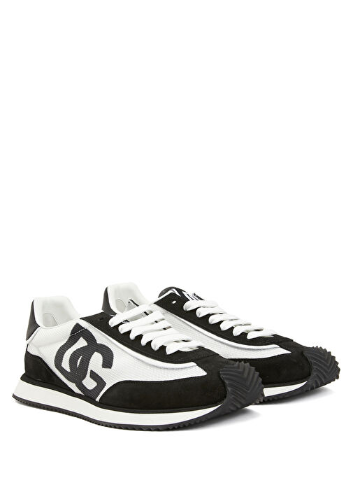 Siyah Beyaz Logo Detaylı Erkek Deri Sneaker - Görsel 3