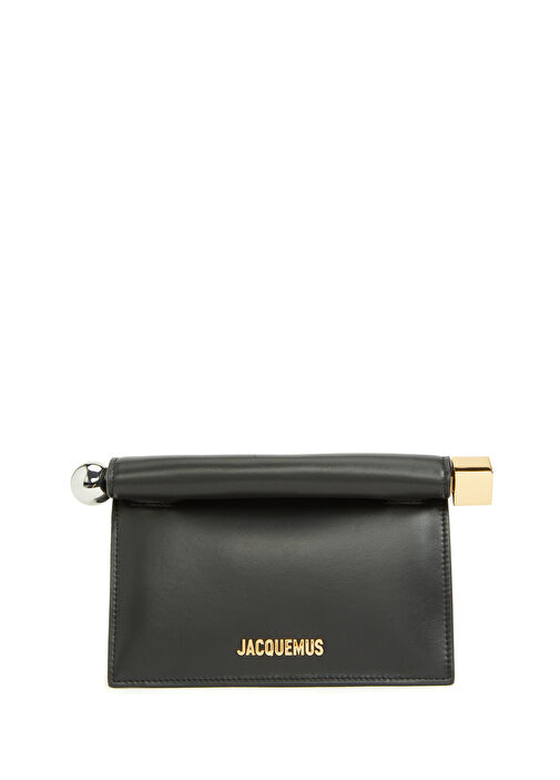 The Small Rond Carré Siyah Kadın Deri El Portföyü