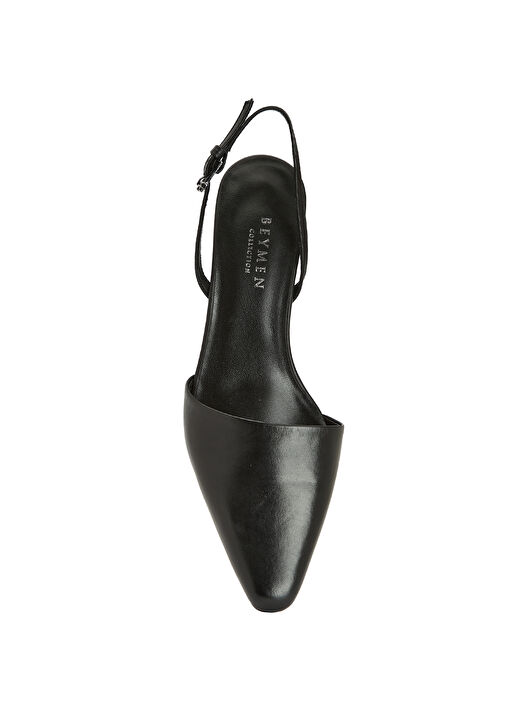 Siyah Deri Topuklu Ayakkabı - Görsel 5