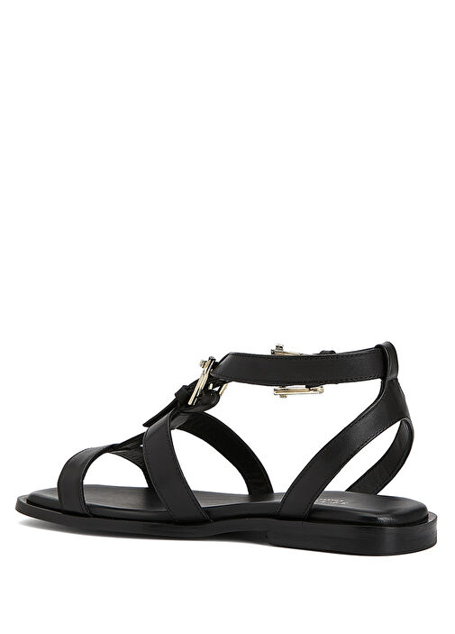 Siyah Kadın Deri Sandalet - Görsel 4