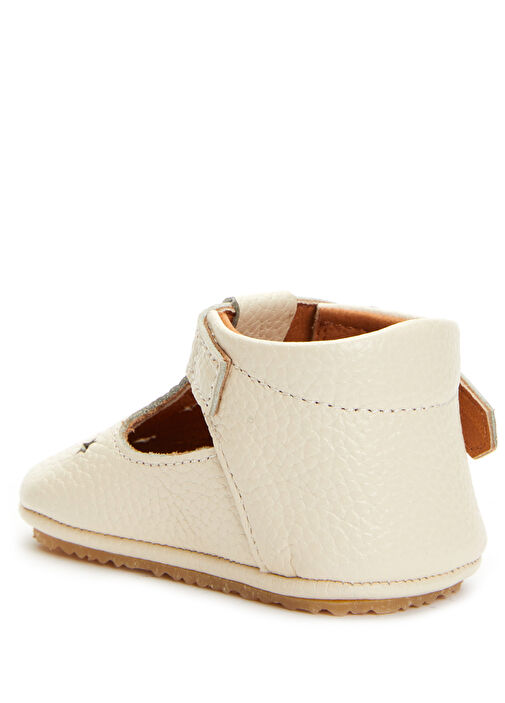 Ekru Yıldızlı El Yapımı Unisex Bebek Deri Ayakkabı - Görsel 4