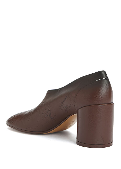 Court Siyah Kahve Deri Topuklu Ayakkabı - Görsel 4