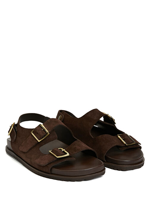 Kahverengi Erkek Deri Sandalet - Görsel 3