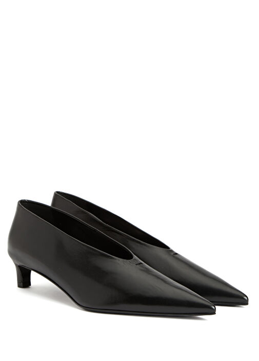 Siyah Deri Topuklu Ayakkabı - Görsel 3