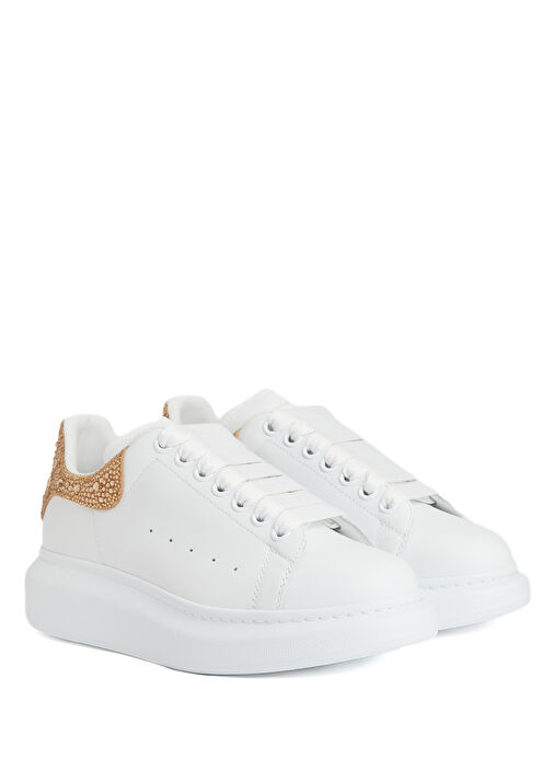 Oversized Beyaz Kadın Deri Sneaker - Görsel 3