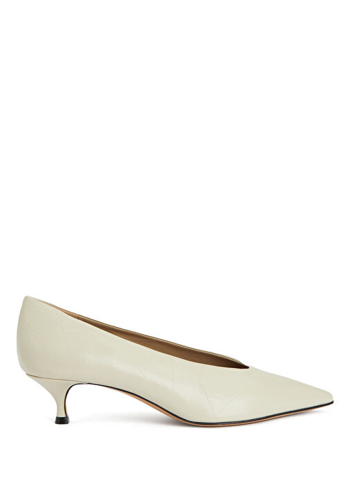 Babouche Ekru Deri Topuklu Ayakkabı - Görsel 2