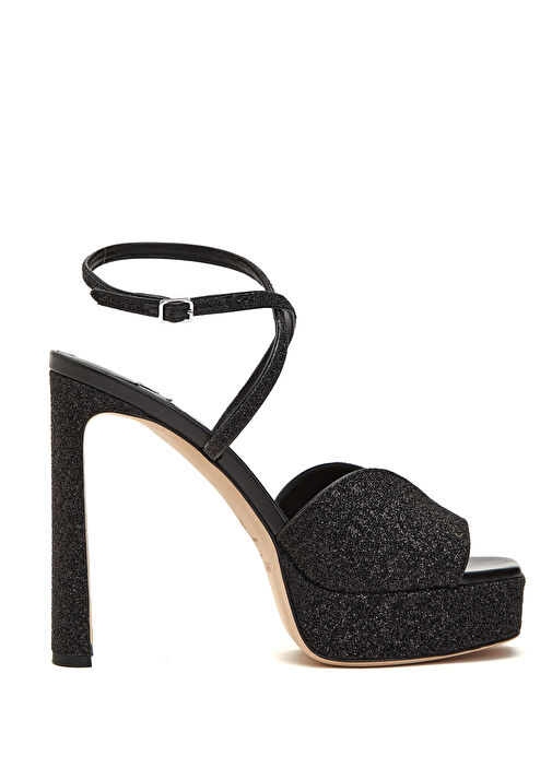 Karli Siyah Platform Kadın Sandalet