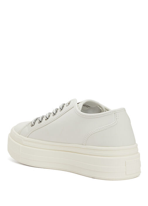 Ekru Kadın Deri Sneaker - Görsel 4