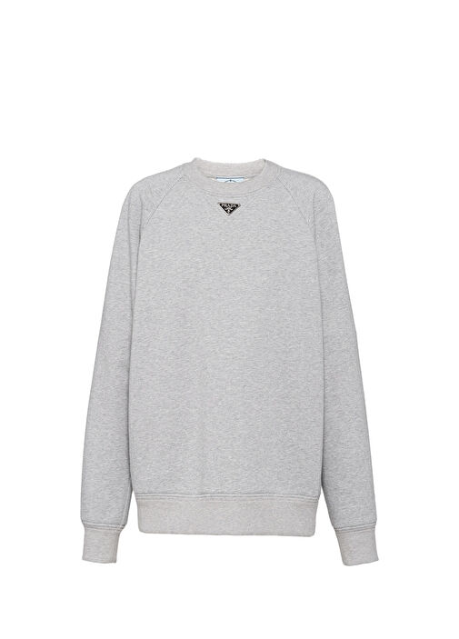 Tシャツ・カットソー PRADA Prada Long Sleeves Crewneck Sweater Grey Long-sleeved cotton sweatshirt | PRADA
