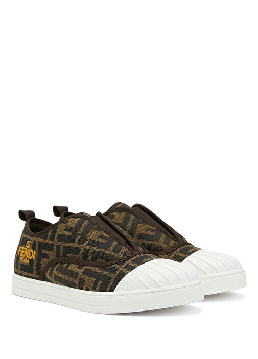 Bej Siyah Logo Desenli Unisex Çocuk Sneaker - Görsel 3