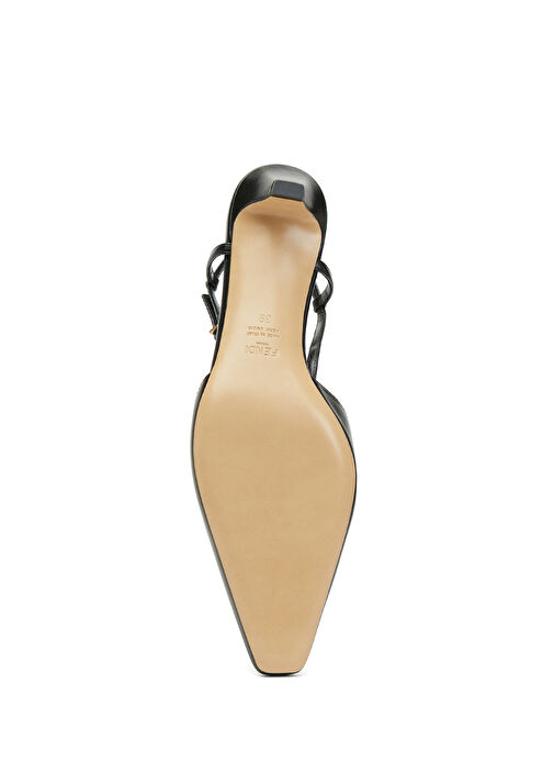 Fold Siyah Deri Topuklu Ayakkabı - Görsel 6