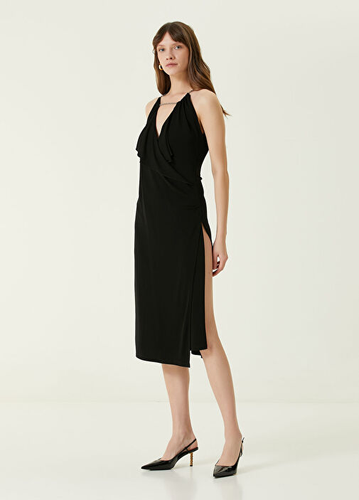black and white peter pan collar dress GIVENCHY LITTLE BLACK DRESS WITH LACING DETAIL – Found And Vision main image 0