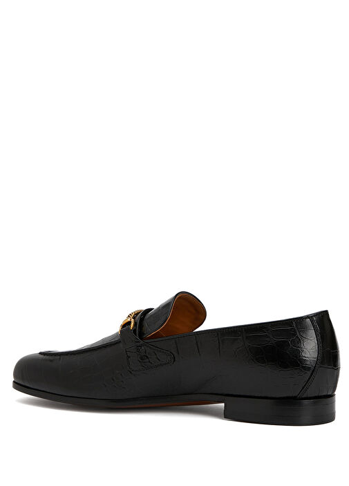 Gigi Siyah Krokodil Dokulu Erkek Deri Loafer - Görsel 4