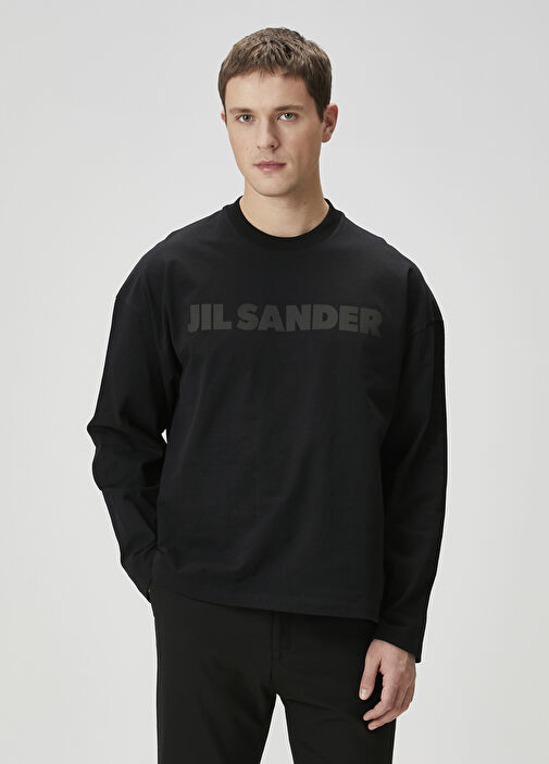 Black Jil Sander Black Men Black Logo Long Sleeve T-Shirt