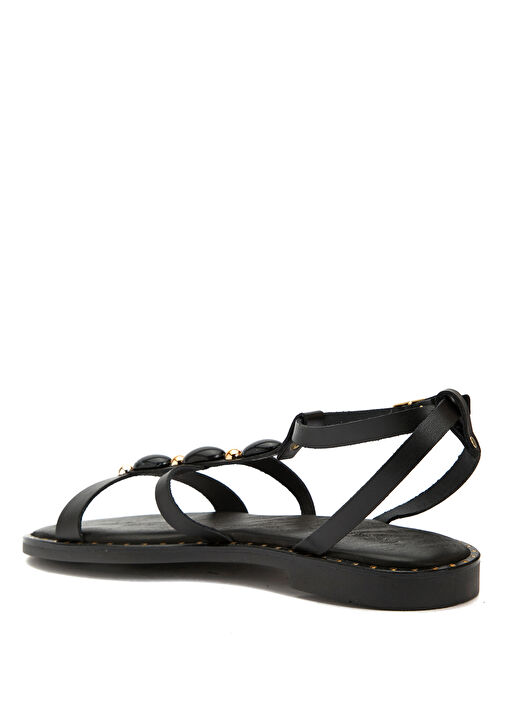 Siyah Toka Detaylı Kadın Deri Sandalet - Görsel 4