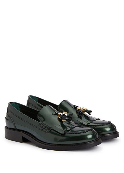 Yeşil Püskül Detaylı Kadın Rugan Loafer - Görsel 3