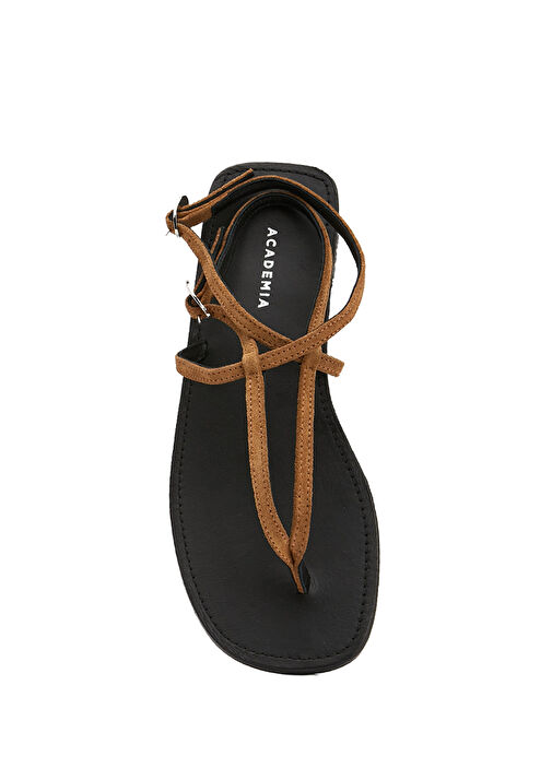 Camel Amorf Tokalı Kadın Süet Sandalet - Görsel 5