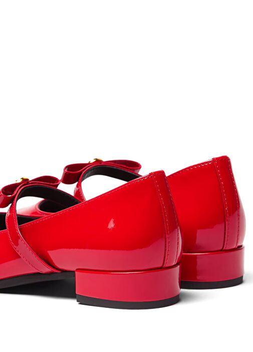 Kırmızı Gold Kız Çocuk Deri Babet - Görsel 3