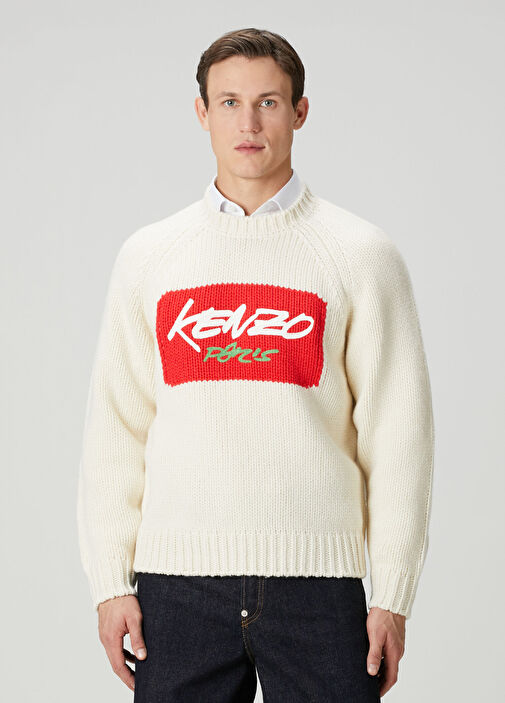 Kenzo - Kırık Beyaz Yün Kazak - Kırık Beyaz