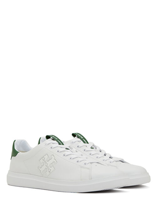 Beyaz Yeşil Logolu Kadın Deri Sneaker - Görsel 3