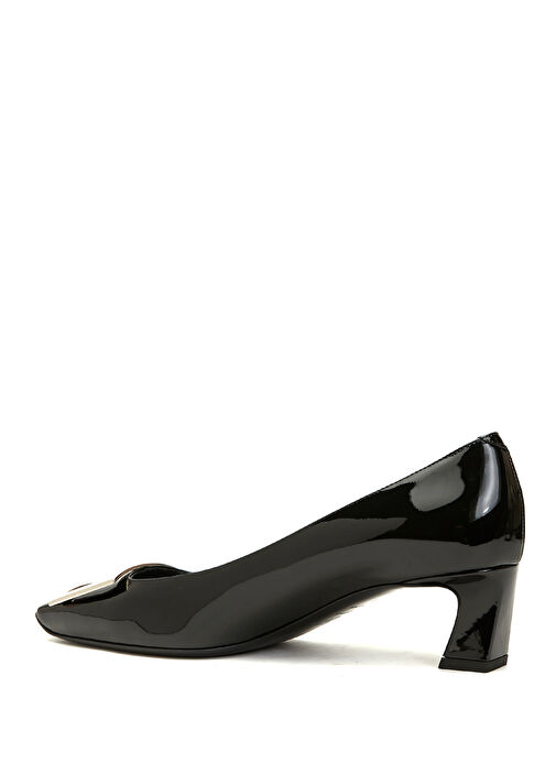 Siyah Deri Topuklu Ayakkabı - Görsel 4