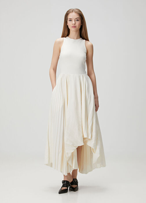 Alexander McQueen - Ecru Asymmetrical Pleated Dress