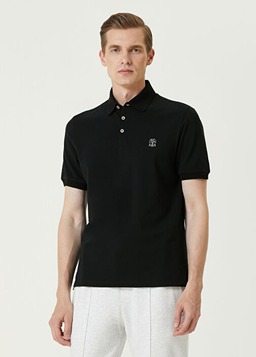 BRUNELLO CUCINELLI スリムフィット ポロシャツ Brunello Cucinelli - Siyah Polo Yaka T-shirt - Siyah