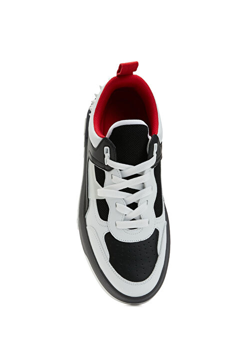 Siyah Beyaz Erkek Deri Sneaker - Görsel 5