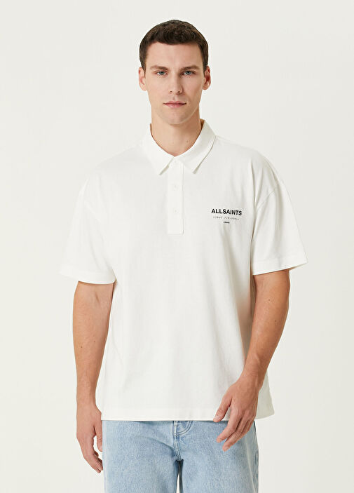 AllSaints - Relaxed Fit Underground Beyaz Polo Yaka T-shirt - Beyaz