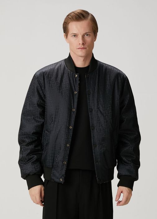 Balmain - Siyah Gold Desenli Çift Taraflı Bomber Mont - Siyah-Sarı