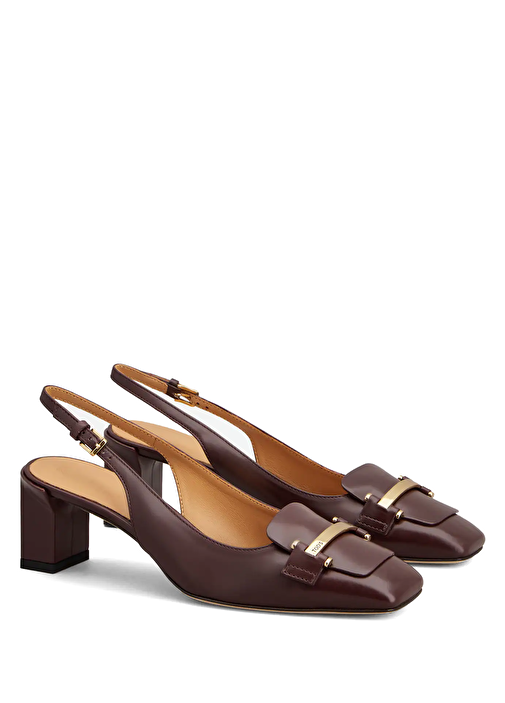 Bordo Deri Topuklu Ayakkabı - Görsel 3