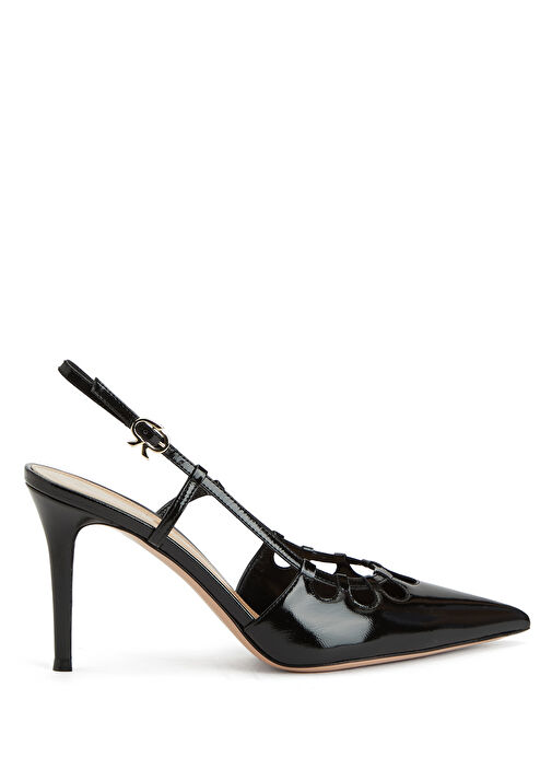 Siyah Deri Topuklu Ayakkabı - Görsel 2