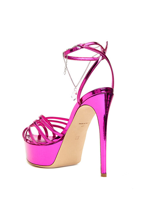 Fuşya Aksesuar Detaylı Kadın Sandalet - Görsel 4