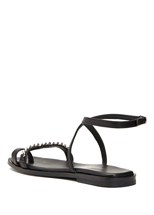 Siyah Kadın Deri Sandalet - Görsel 4