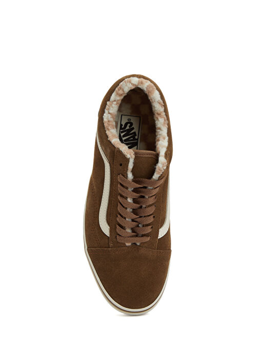 Old Skool Kahverengi Kadın Deri Sneaker - Görsel 5