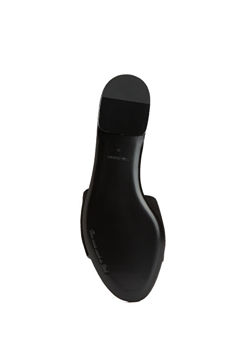 Siyah Taşlı Logolu Kadın Deri Terlik - Görsel 6