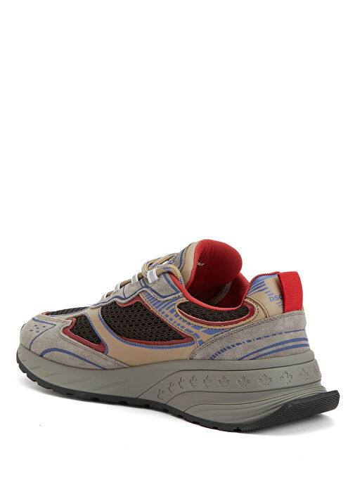 Runner Bordo Gri Erkek Deri Sneaker - Görsel 4